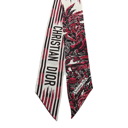 Christian Dior Silk Palm Tree Mitzah Scarf  Fantasie Fond Rouge 2 of 4