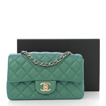 Chanel Iridescent Calfskin Quilted Mini Rectangular Flap Green 11 of 11