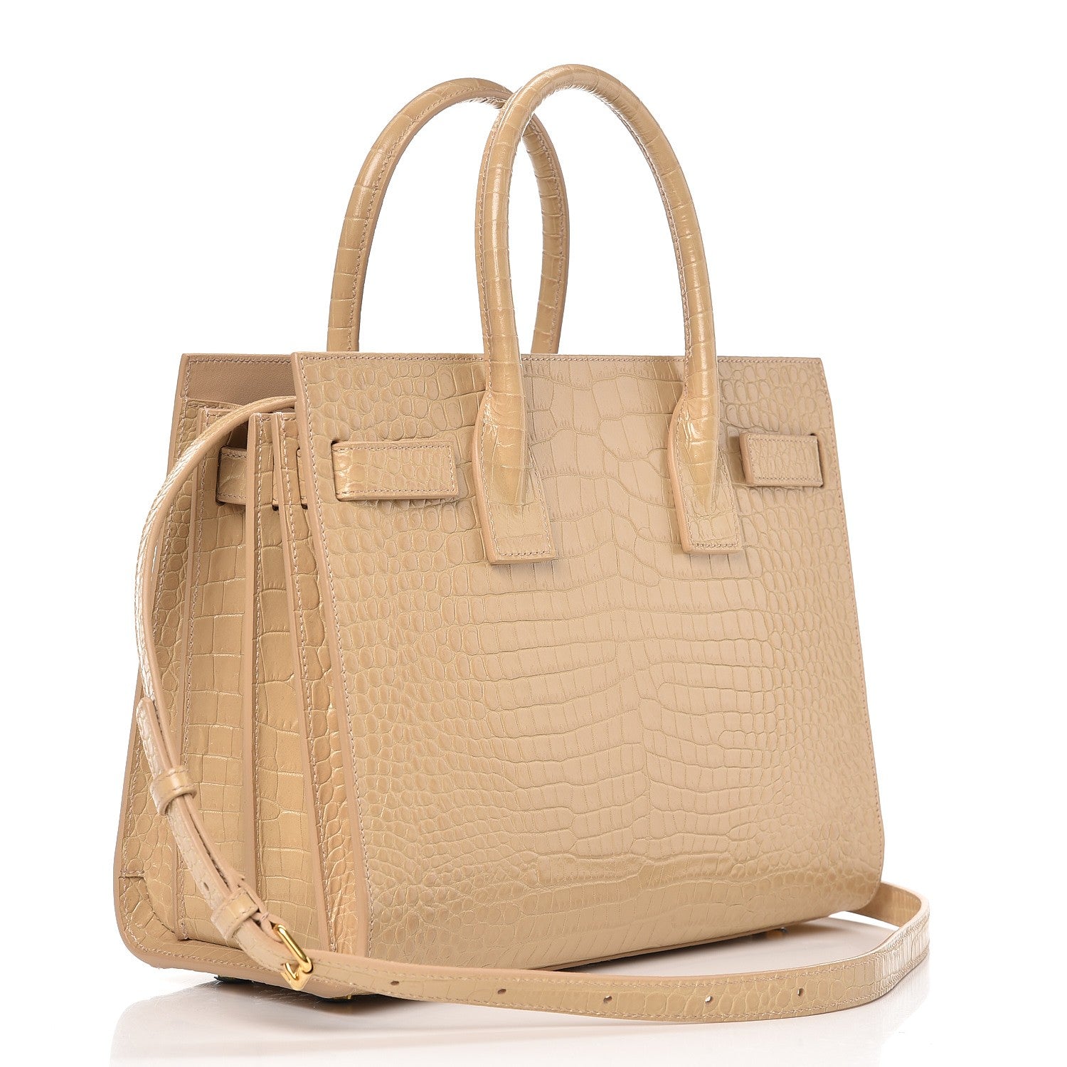 Saint Laurent Calfskin Crocodile Embossed Baby Sac De Jour Nude 3 of 8