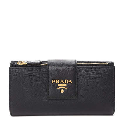 Prada Saffiano Metal Medium Wallet Black 1 of 7