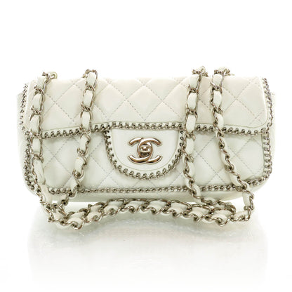 Chanel Lambskin Quilted Madison Chain Trim East West Flap White 1 of 9