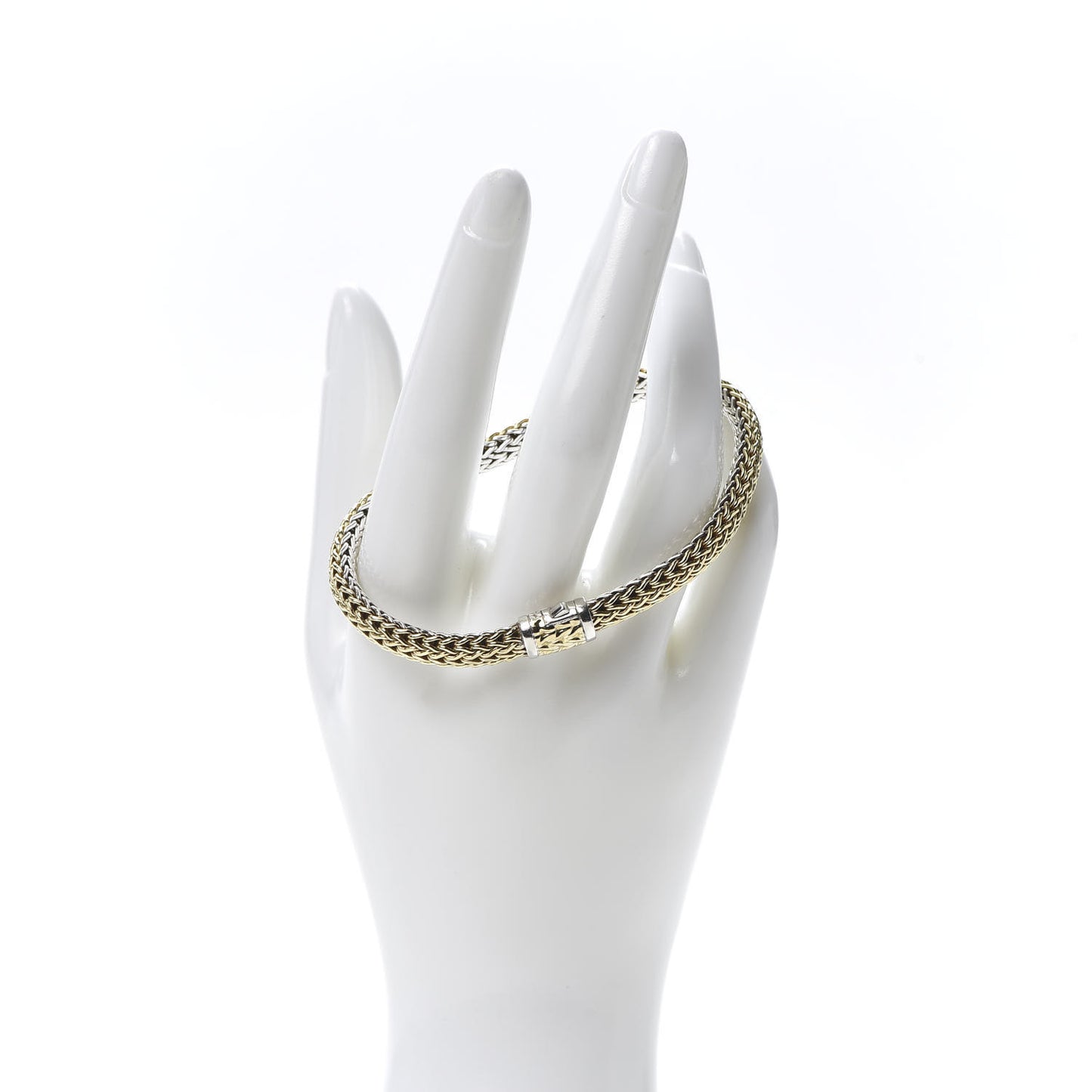 Sterling Silver 18K Yellow Gold 7.5mm Classic Chain Reversible Bracelet
