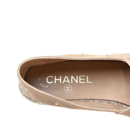 Chanel Suede Pearl CC Espadrilles 37 Beige Black 8 of 12