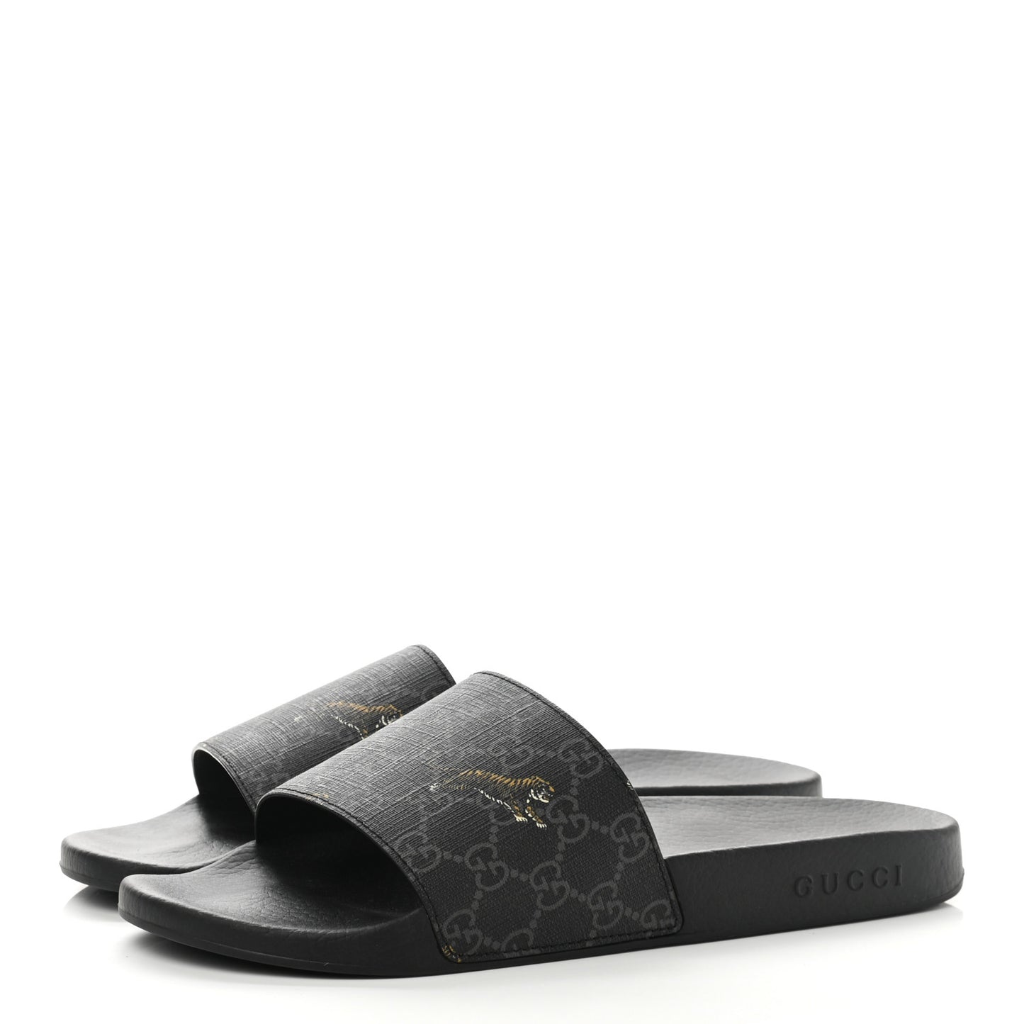 GG Supreme Monogram Tigers Mens Slide Sandals 10 Black Multicolor