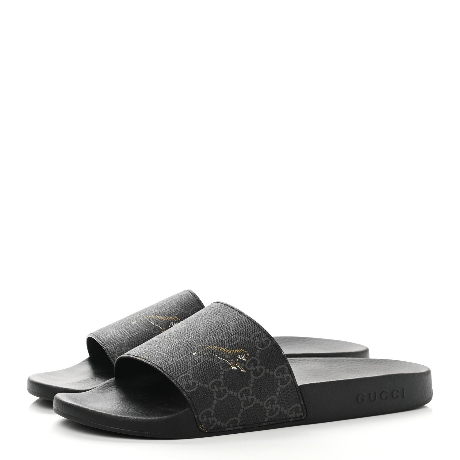 Gucci GG Supreme Monogram Tigers Mens Slide Sandals 10 Black Multicolor 3 of 8