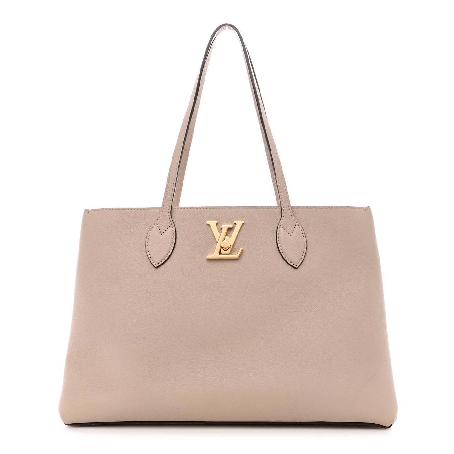 Grained Calfskin Lockme Shopper Greige