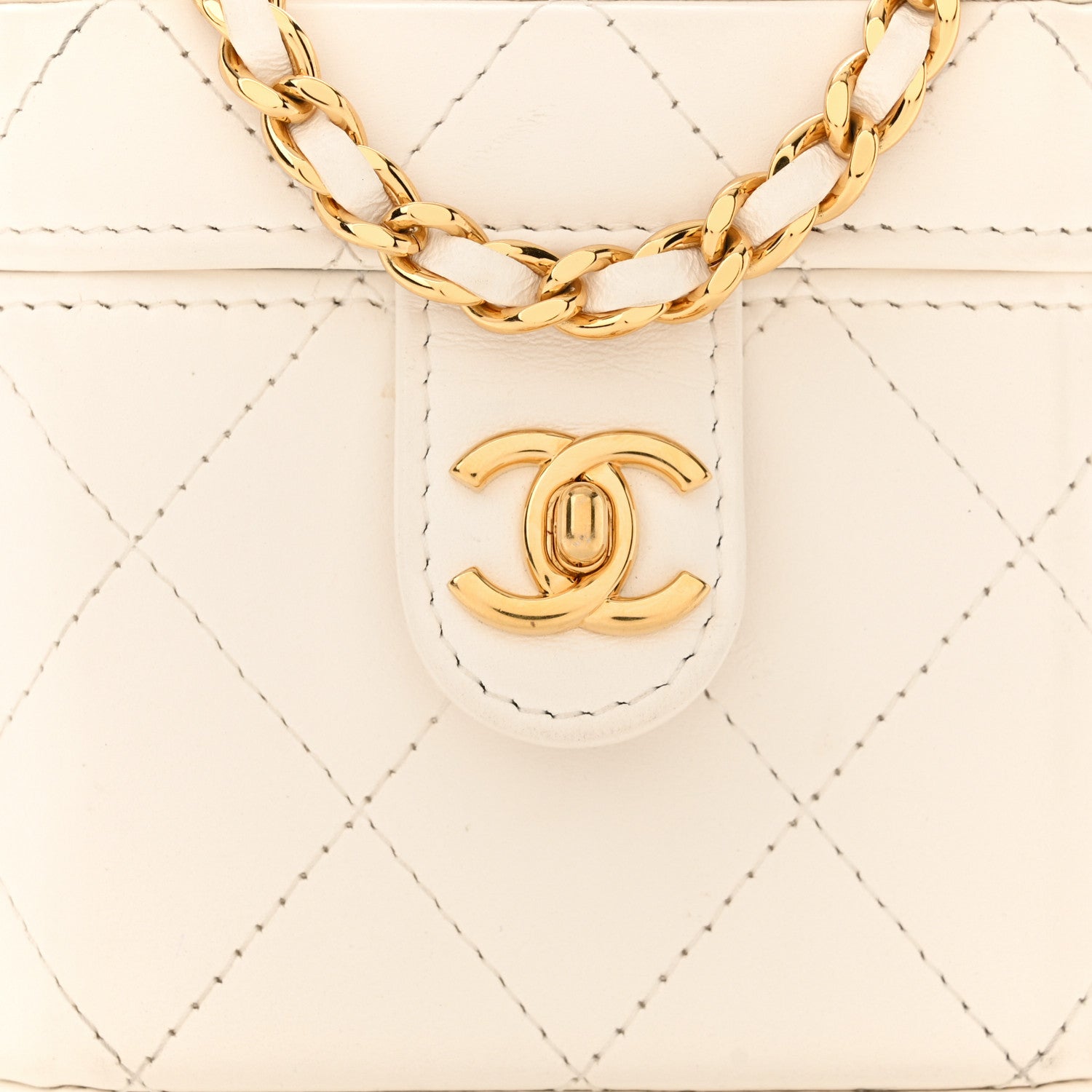 Chanel Lambskin Quilted Vanity Clutch With Chain White 8 of 10