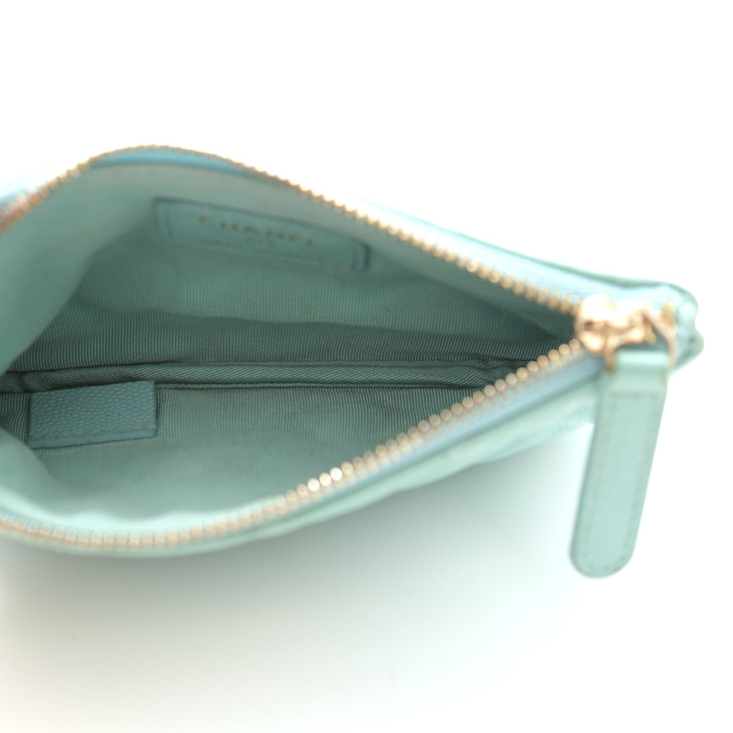 Caviar Quilted Small Cosmetic Case Light Blue