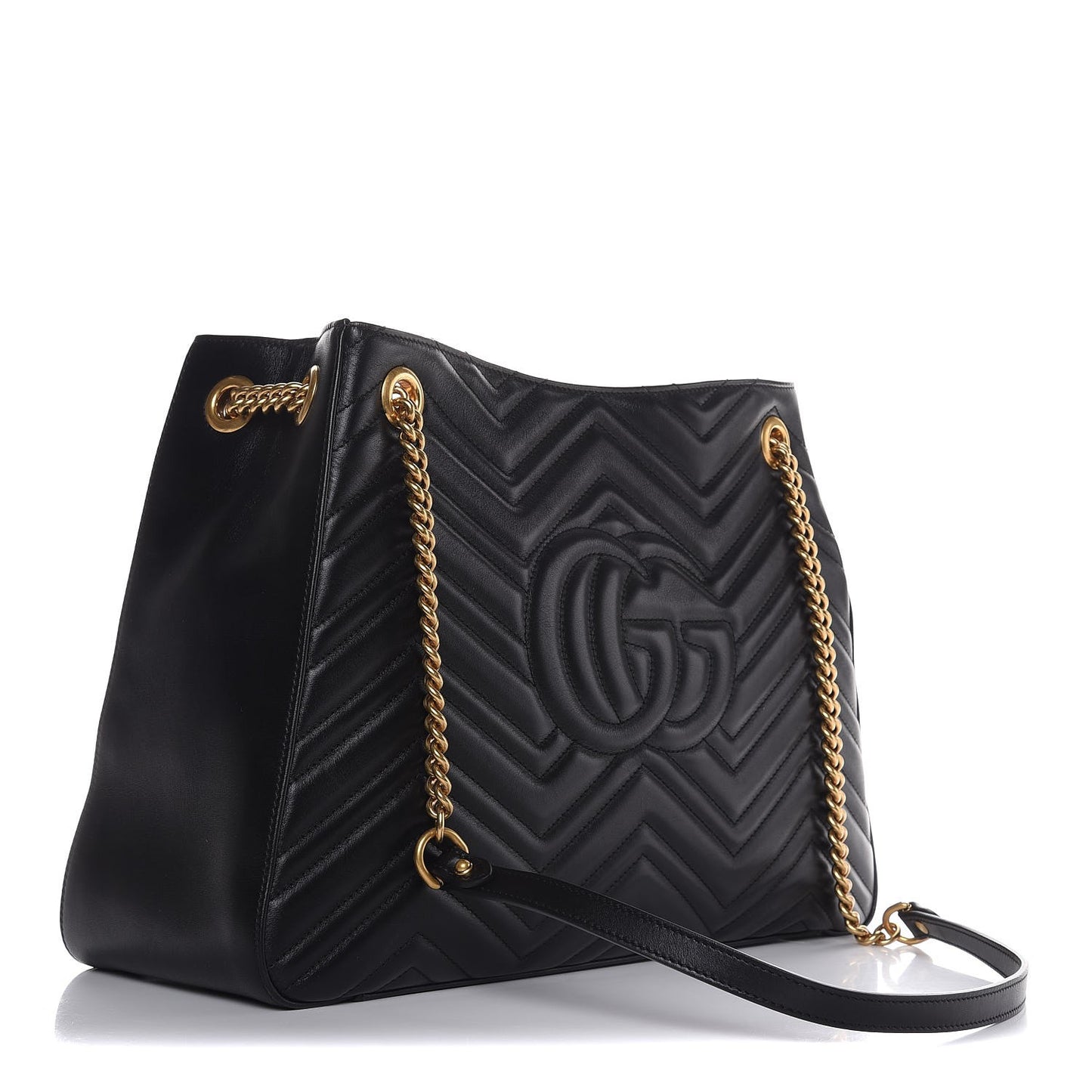 Calfskin Matelasse Medium GG Marmont Shoulder Tote Bag Black