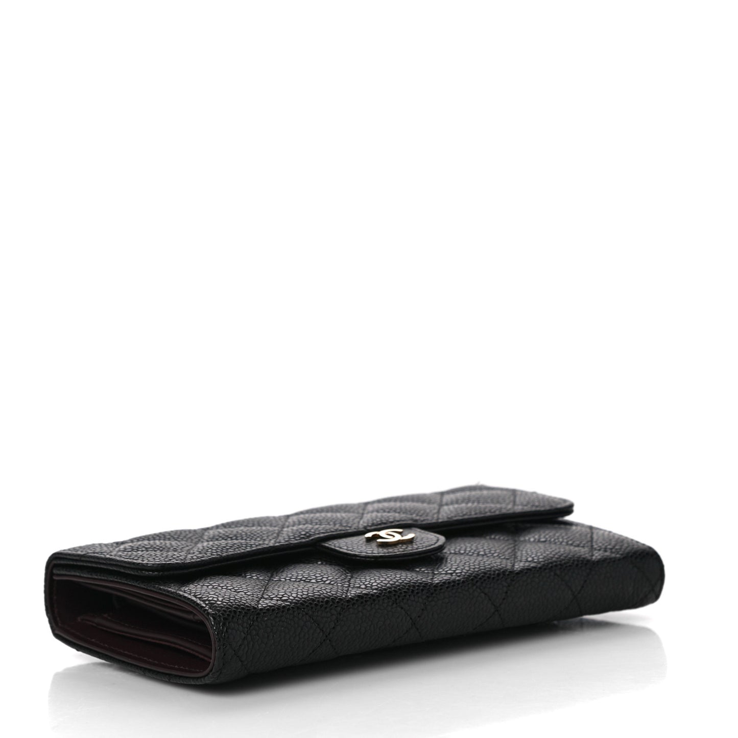 Caviar Quilted Large Flap Wallet Black