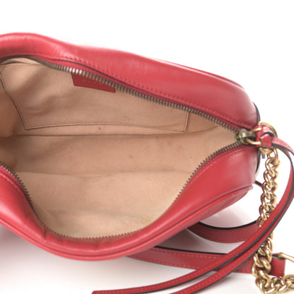Gucci Calfskin Matelasse Small GG Marmont Chain Shoulder Bag Hibiscus Red 5 of 15