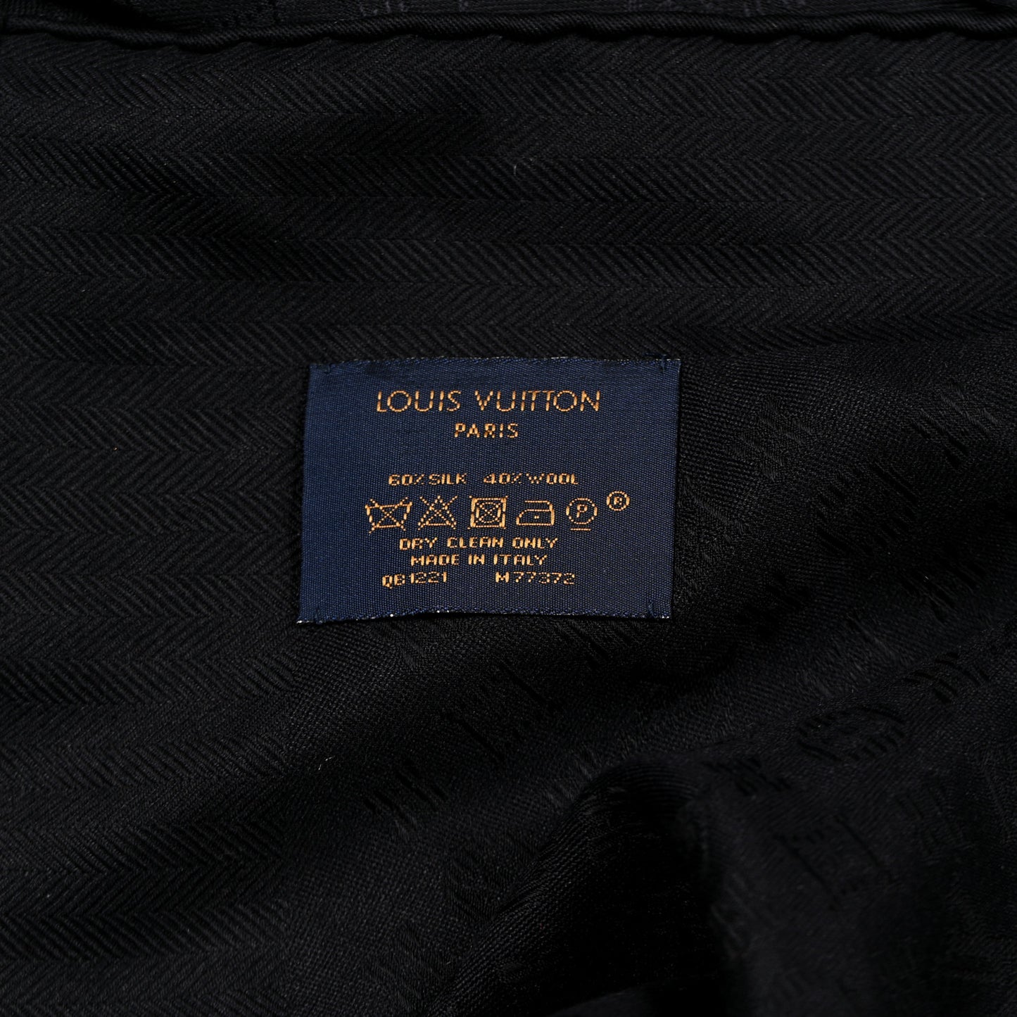Silk Wool Monogram Evermore Shawl Black