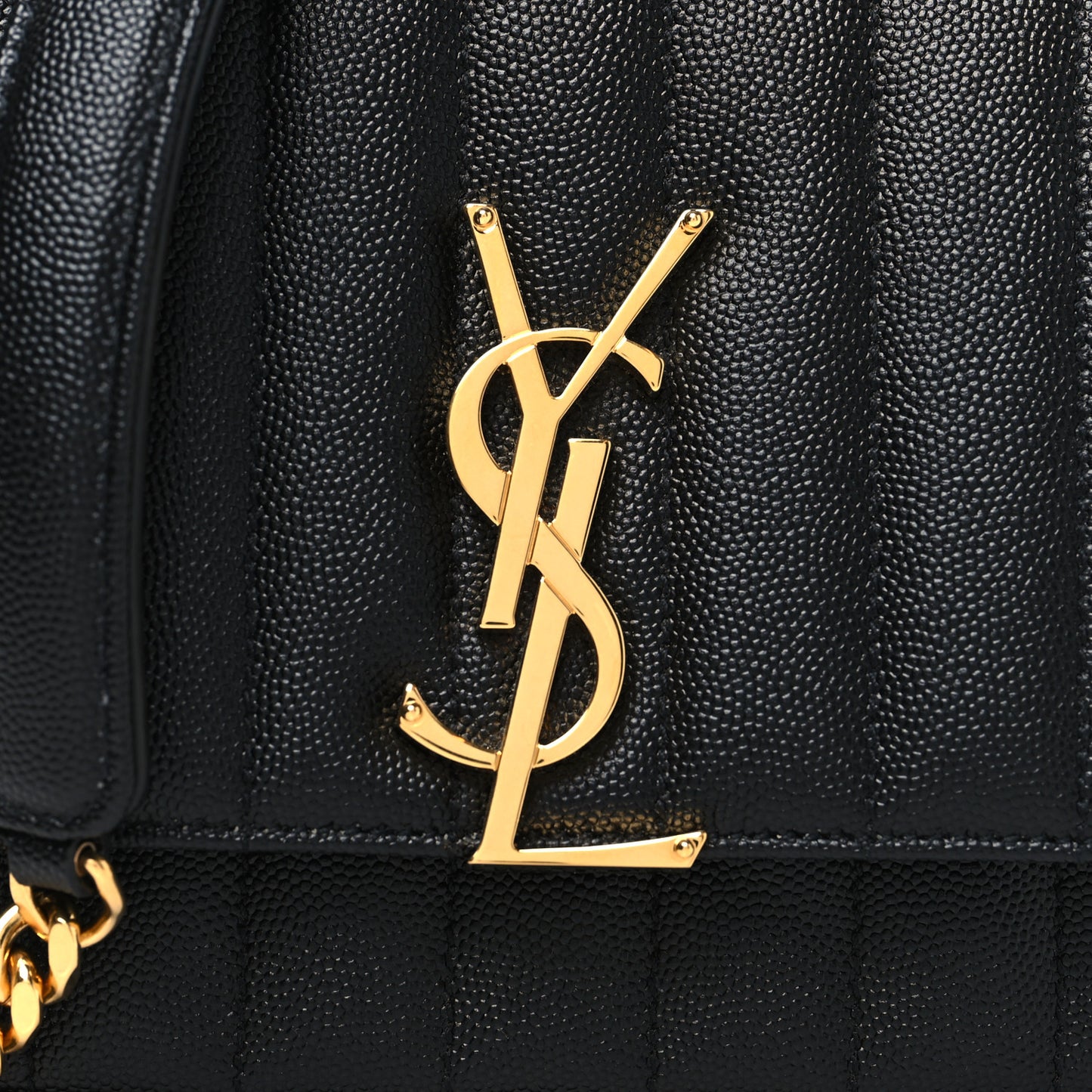 Grain De Poudre Matelasse Monogram Small Vicky Chain Bag Black