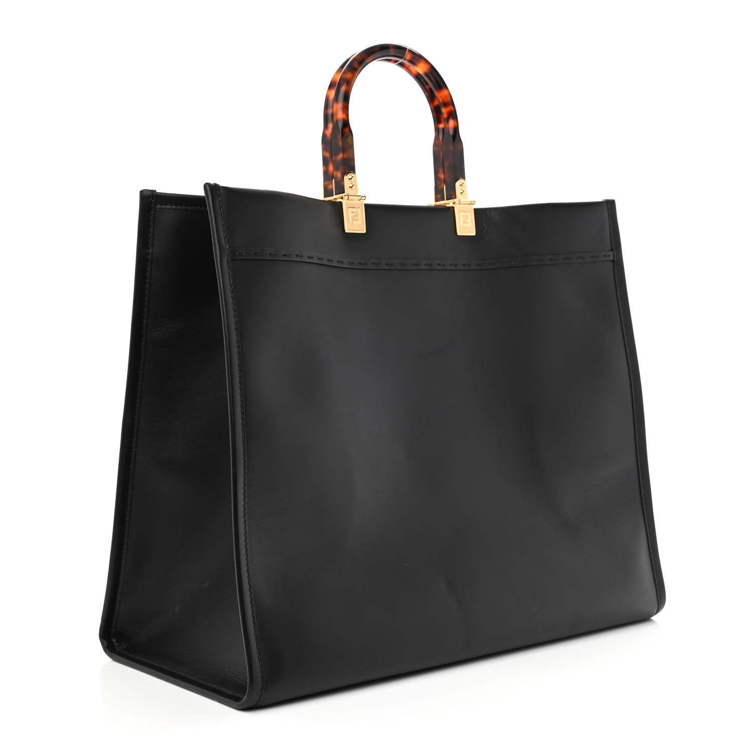 Fendi Vitello King Plexiglass Large Fendi Sunshine Shopper Tote Black 3 of 12