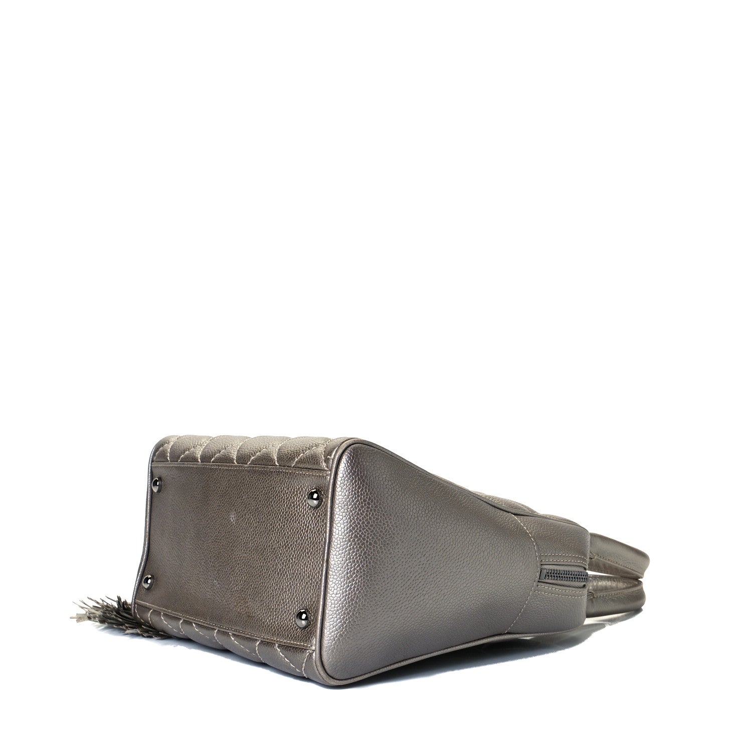 Chanel Metallic Caviar Quilted Vertical Bowler Light Gold 5 of 7