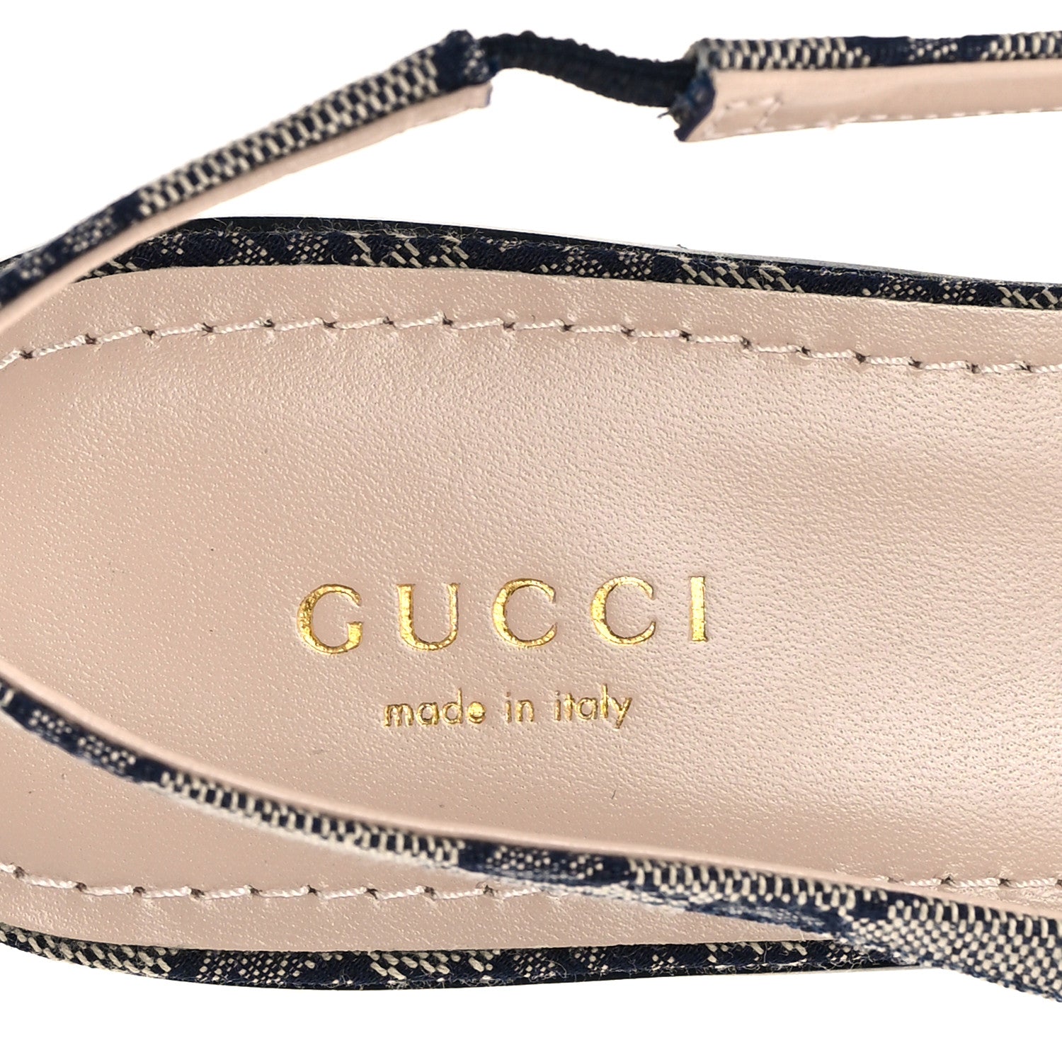 Gucci Monogram Horsebit Womens Slingback Ballet Flat 39 Beige Blue 8 of 10