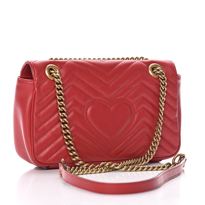 Gucci Calfskin Matelasse Small GG Marmont Shoulder Bag Hibiscus Red 3 of 13
