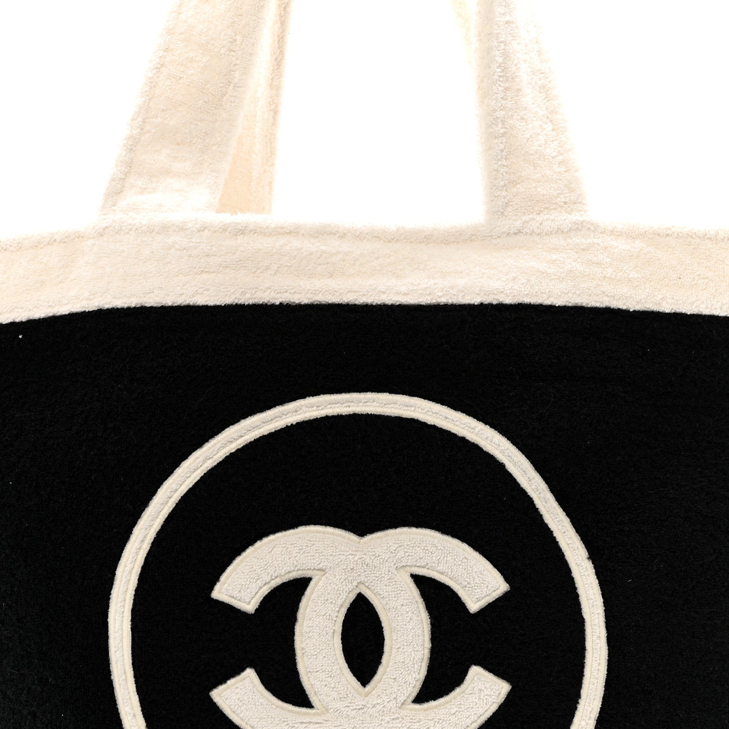 Chanel Terry Cotton CC Beach Tote Towel Set Black White 9 of 13