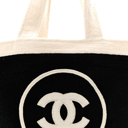 Chanel Terry Cotton CC Beach Tote Towel Set Black White 9 of 13