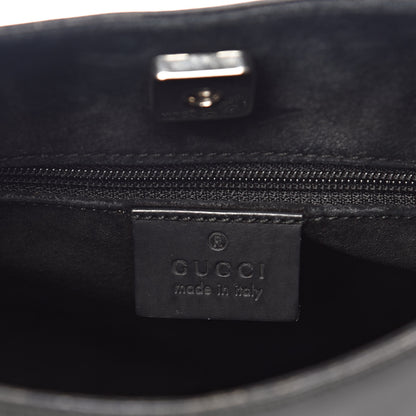 Gucci Smooth Calfskin Bamboo Handle Shoulder Bag Black 6 of 13