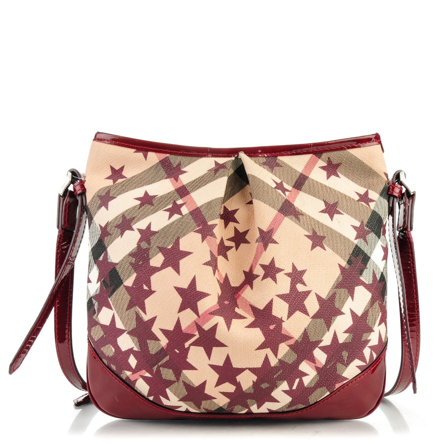 Patent Supernova Check Stars Small Julia Crossbody Bag Berry Red