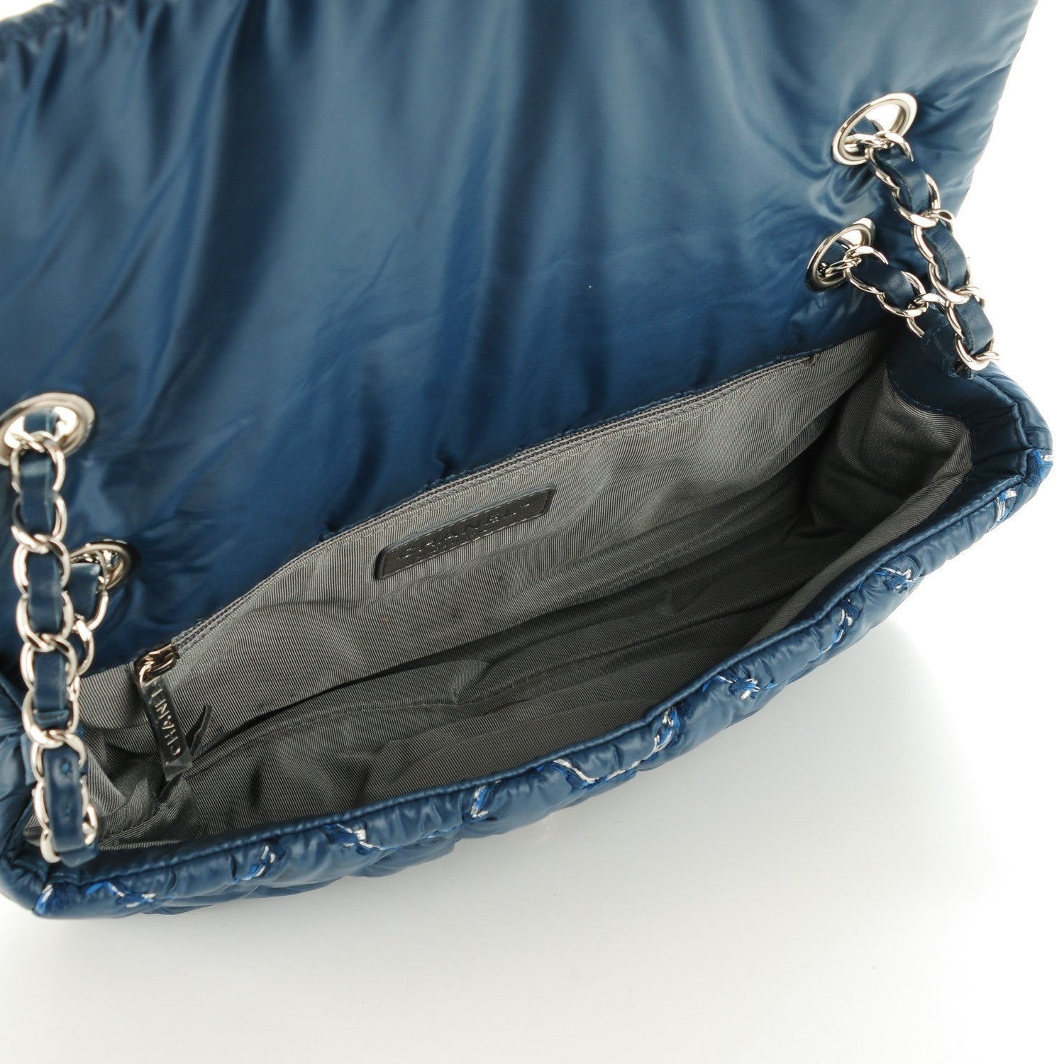 Chanel Nylon Quilted Tweed on Stitch Medium Bubble Flap Blue 5 of 8