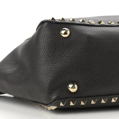 Valentino Garavani Grained Calfskin Small Rockstud Tote Black 8 of 9