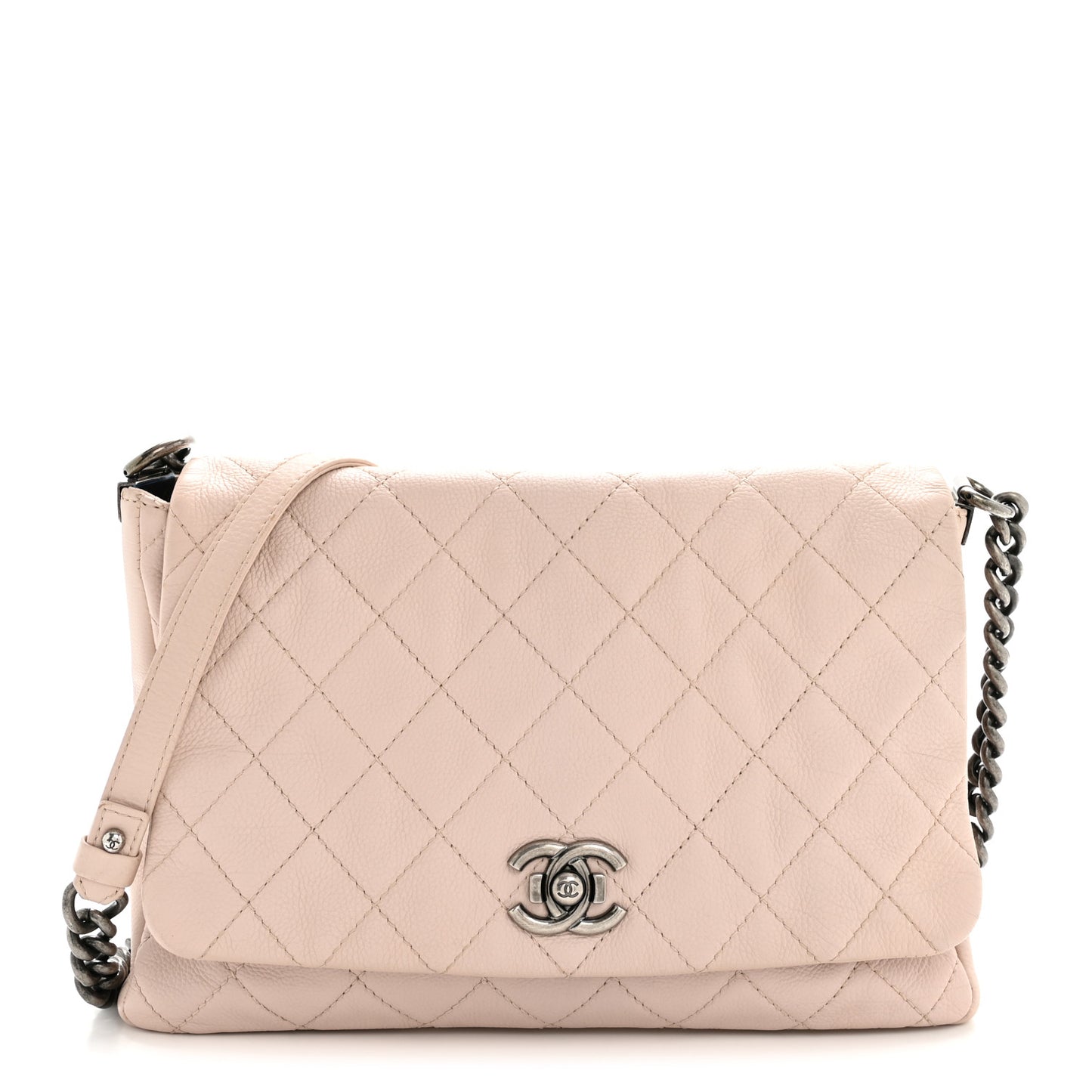 Calfskin Quilted Couture Messenger Light Pink