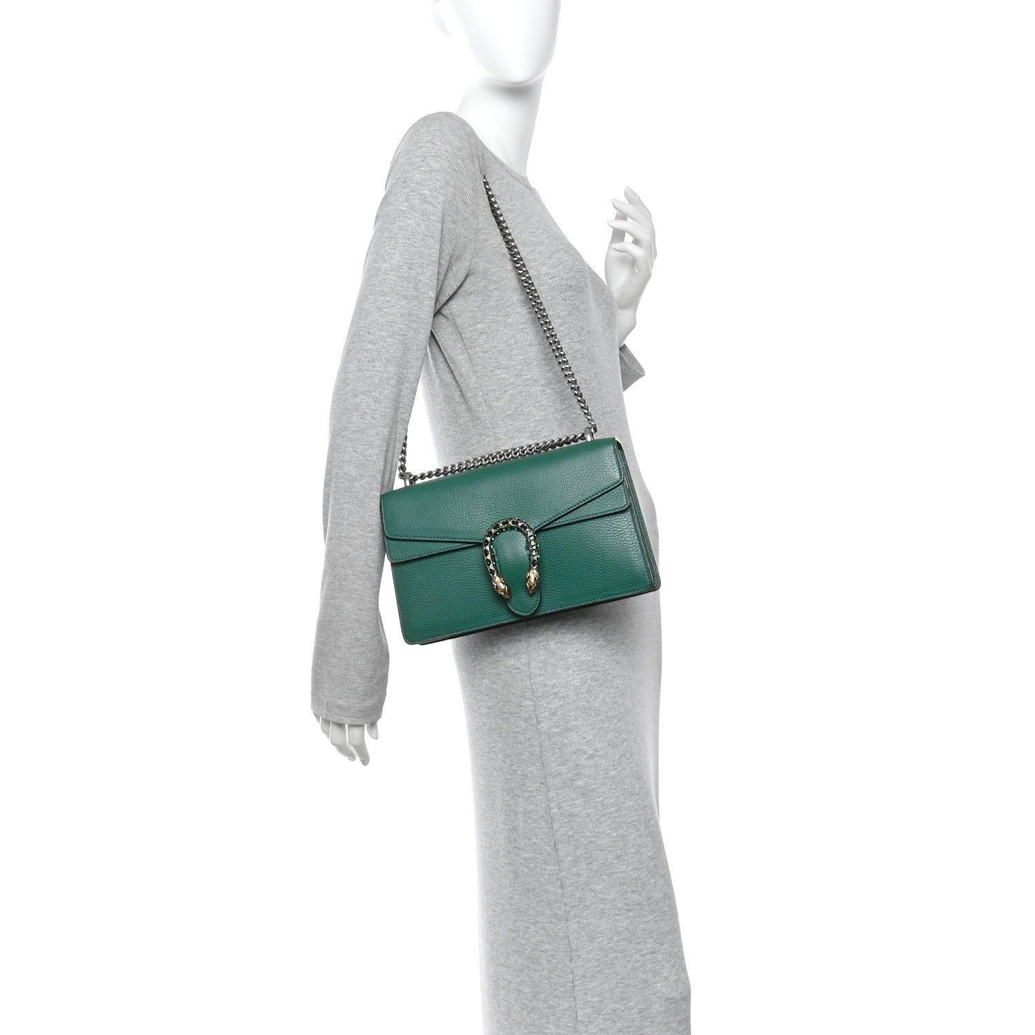 Gucci Dollar Calfskin Crystal Small Dionysus Shoulder Bag Emerald 2 of 10