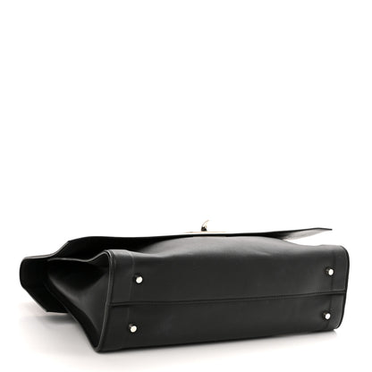 Givenchy Grained Calfskin Medium Bi-Color Shark Lock Satchel Black White 3 of 10