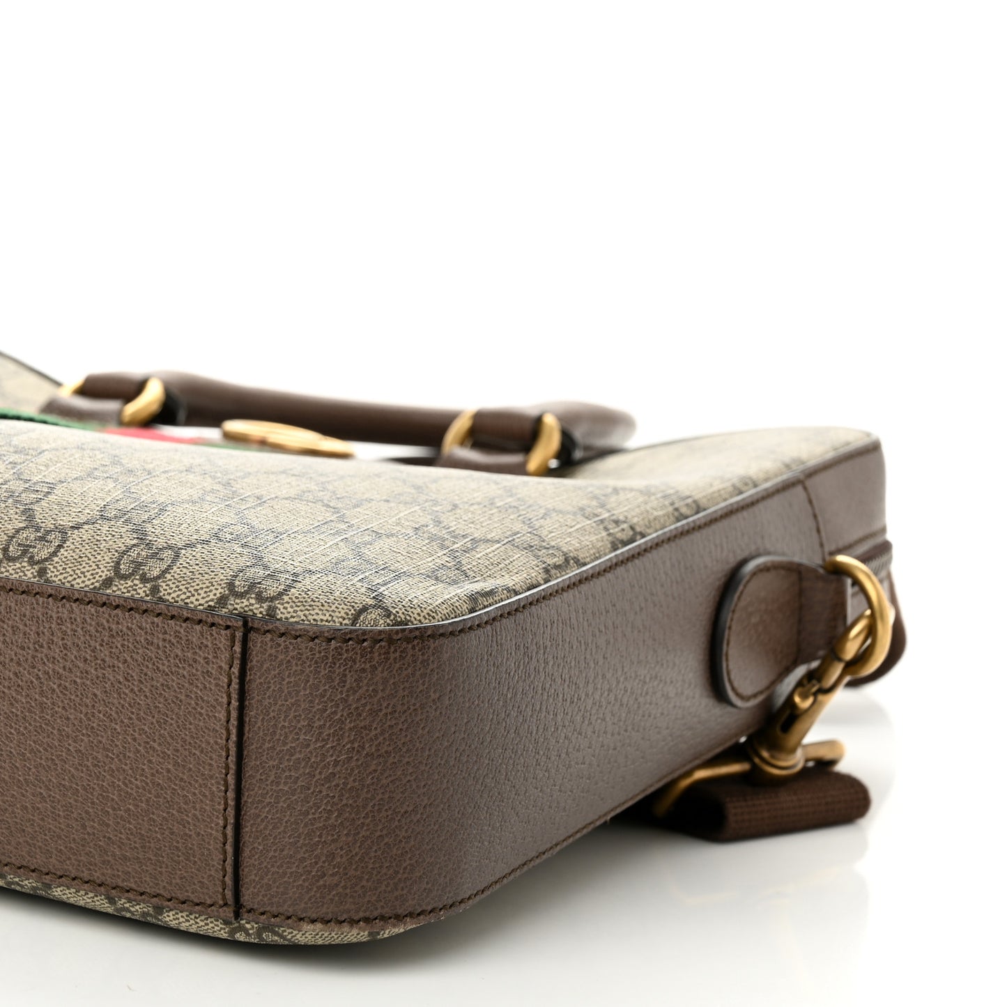 GG Supreme Monogram Textured Calfskin Web Medium Ophidia Briefcase Beige Ebony New Acero