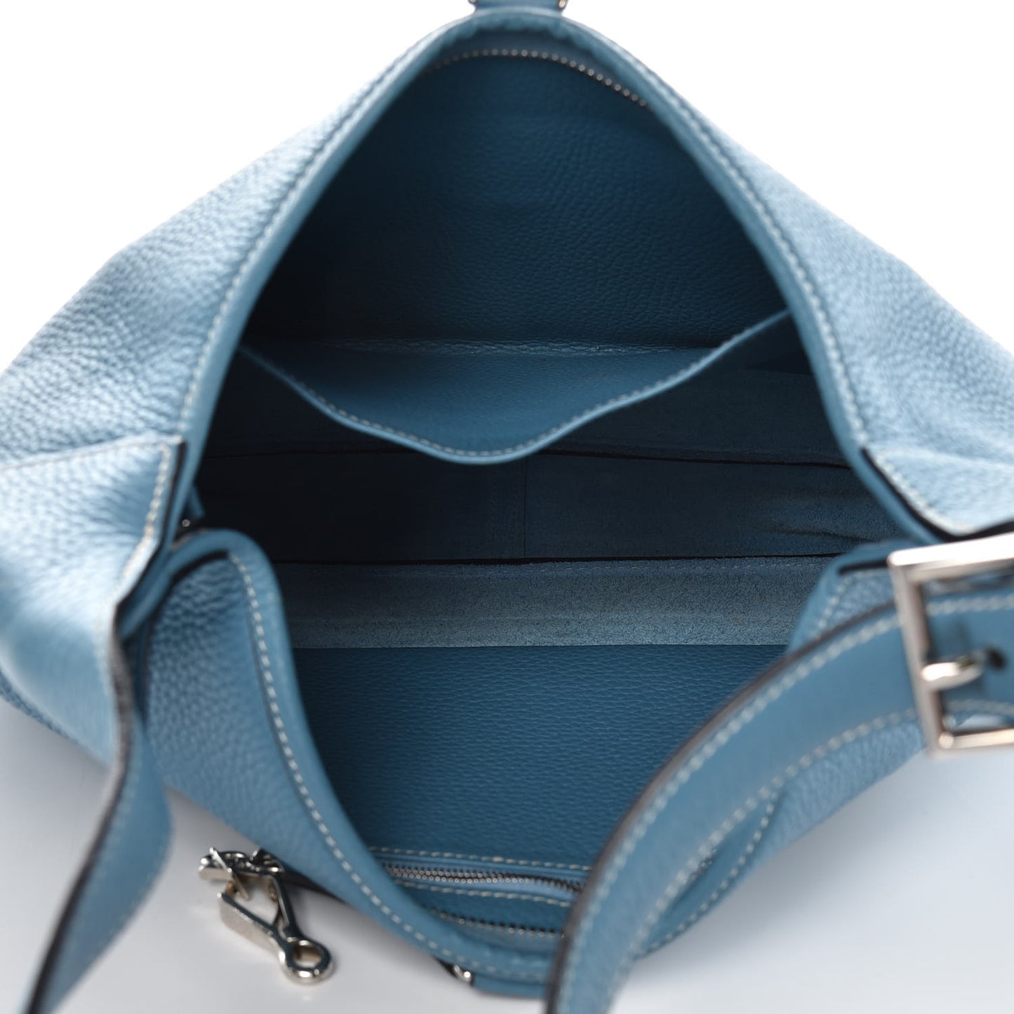 Taurillon Clemence Trim II 35 Shoulder Bag Blue Jean