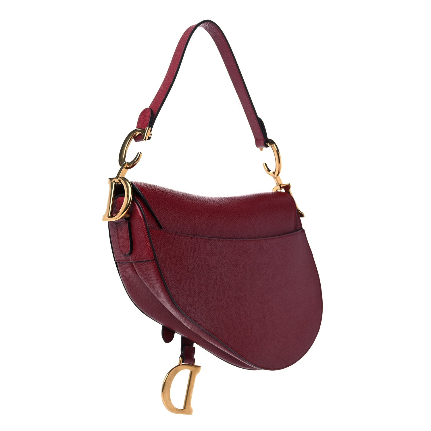 Christian Dior Grained Calfskin Saddle Bag Red 3 of 11