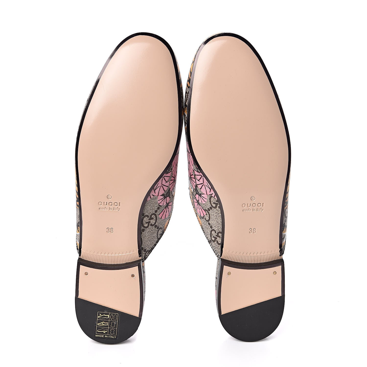 Gucci GG Supreme Monogram Bengal Womens Princetown Slippers 38 Beige Crop Pink 5 of 8