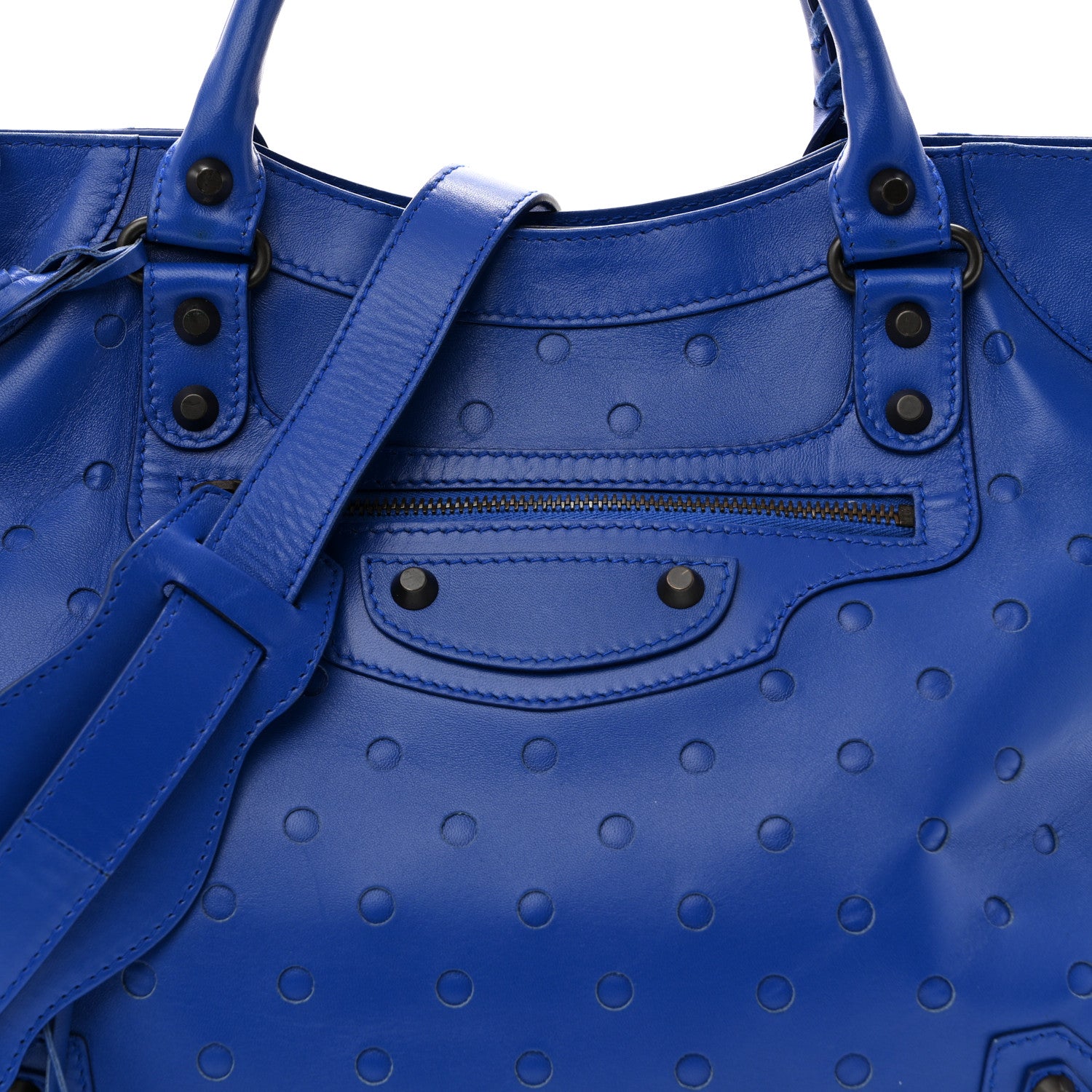Balenciaga Perforated Lambskin Polka Dots Classic Hardware Velo Blue 11 of 18