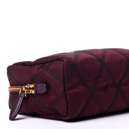 Prada Tessuto Nylon Saffiano Impunturato Quilted Wristlet Bordeaux 7 of 9