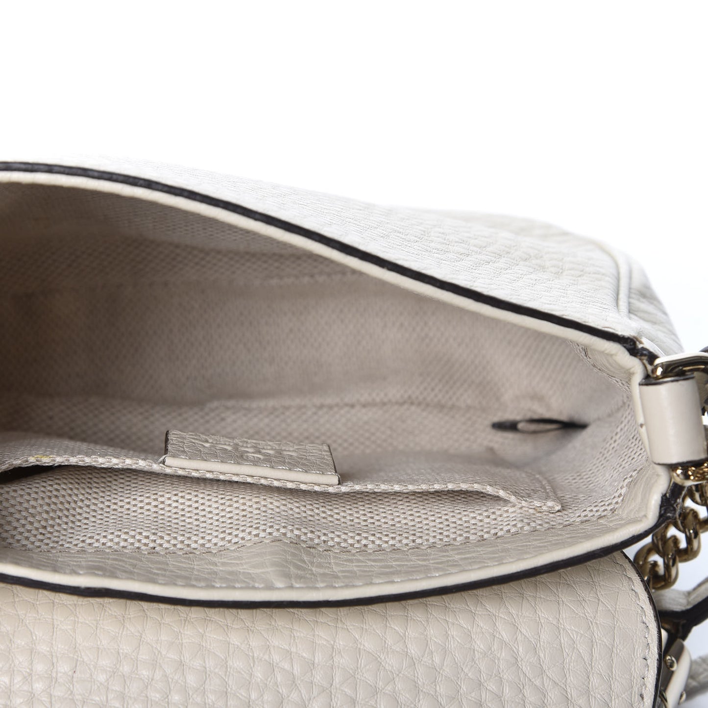 Pebbled Calfskin Small Soho Flap Crossbody Off White