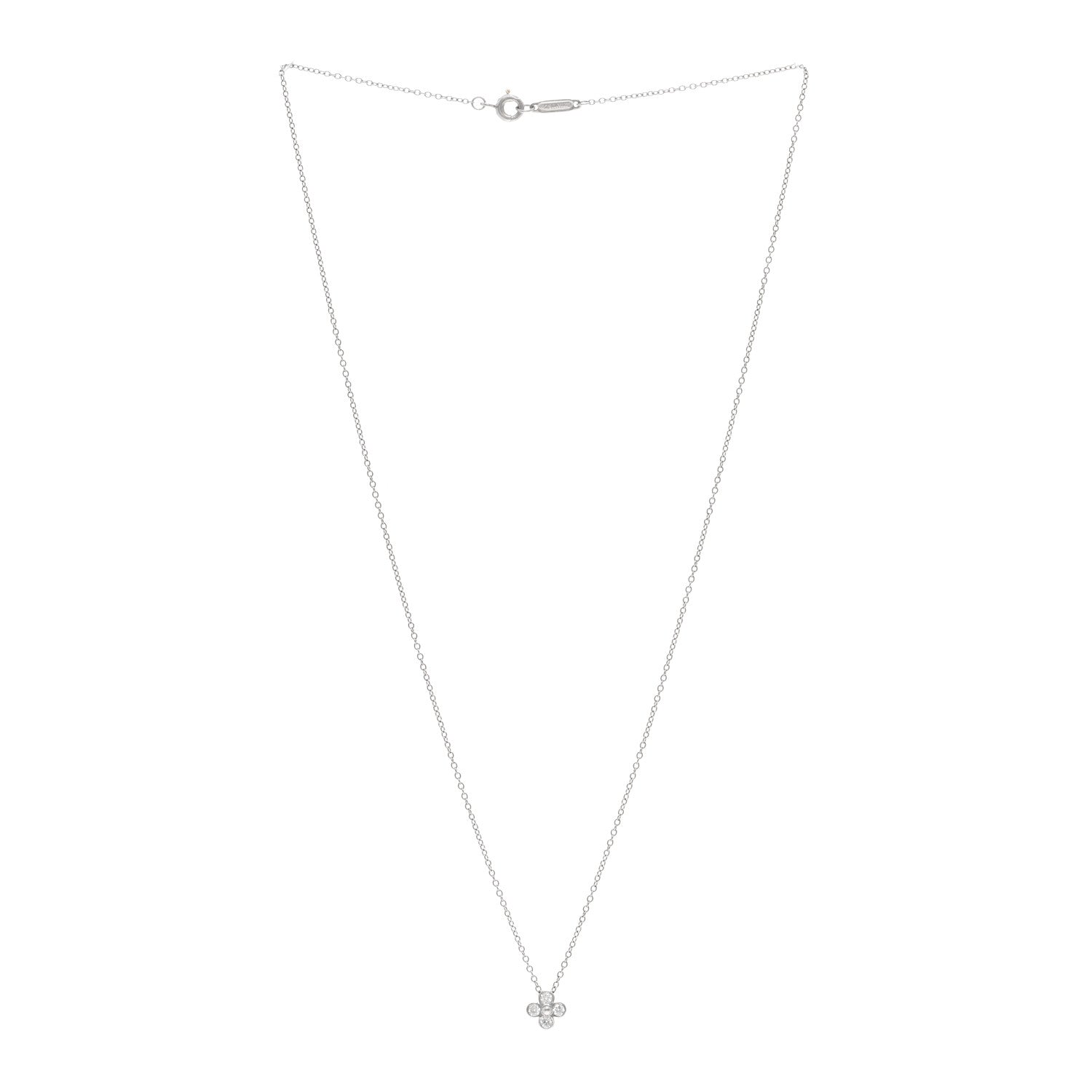 Tiffany Platinum Diamond .12ctw Flower Pendant Necklace 3 of 4