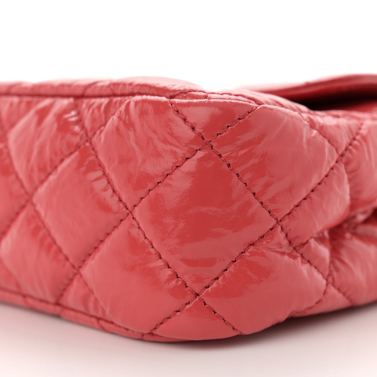 Shiny Crumpled Calfskin Quilted Small Wavy CC Hobo Red