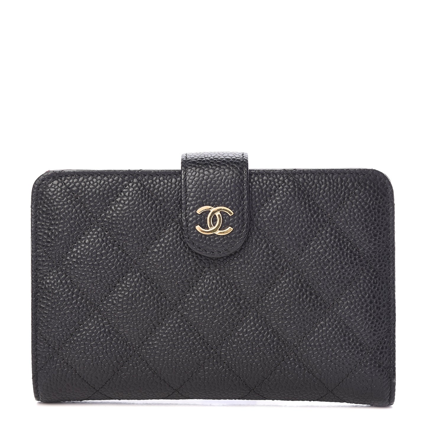 Caviar Quilted Zipped Pocket Wallet Black