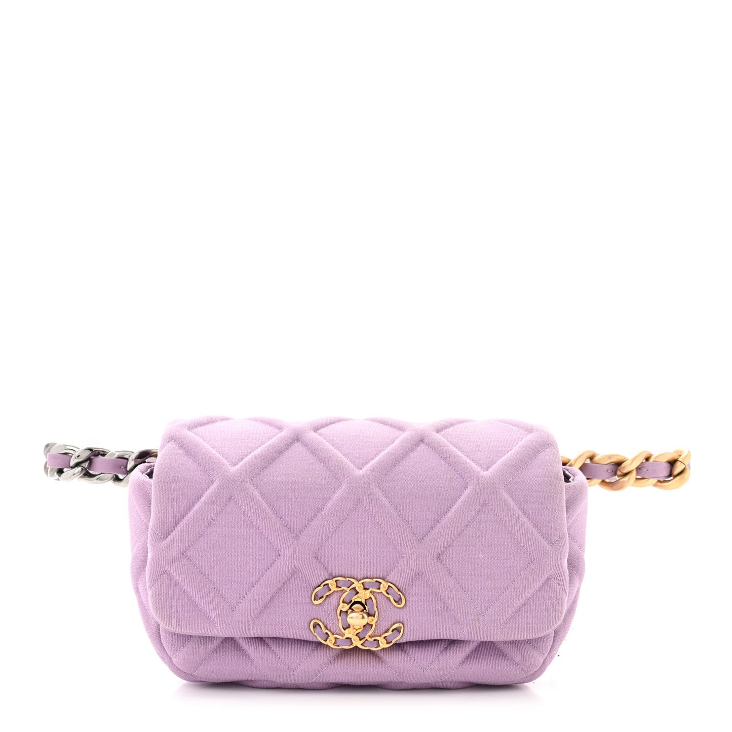 Jersey Quilted Chanel 19 Waist Bag Purple