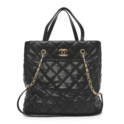 Chanel Calfskin Quilted Large Retro Chain Tote Black 1 of 10