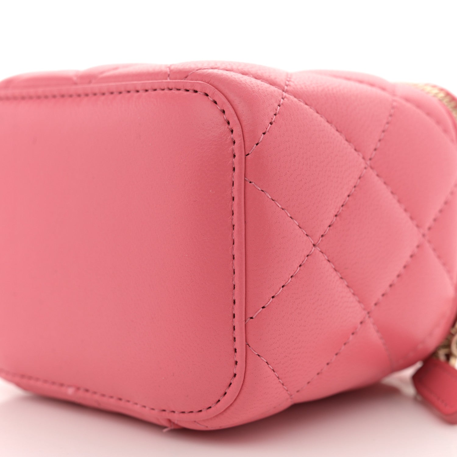 Chanel Lambskin Quilted Pearl Crush Mini Vanity Case With Chain Dark Pink 10 of 10