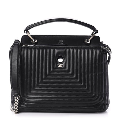 Fendi Shiny Nappa Trapuntata Small DotCom Click Top Handle Chain Satchel Black 1 of 11