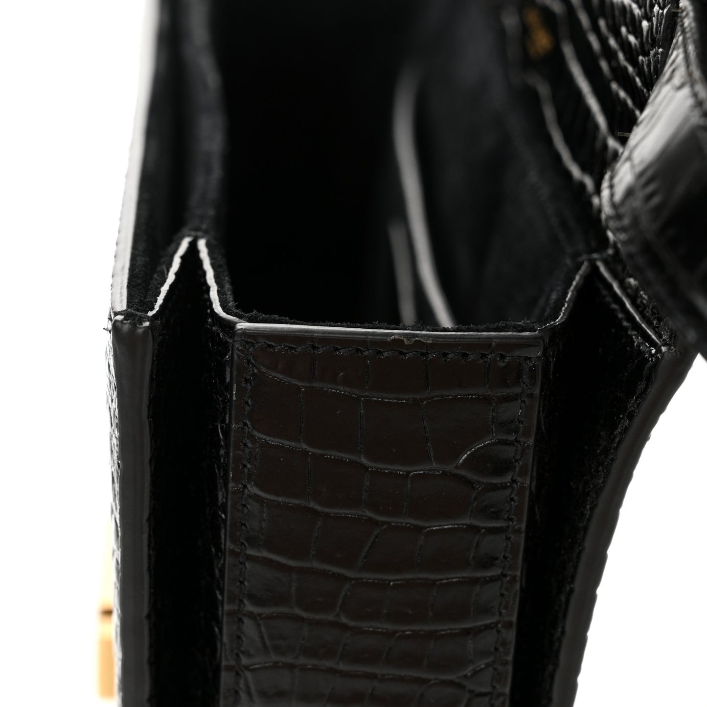 Calfskin Crocodile Embossed Medium Bellechasse Satchel Black