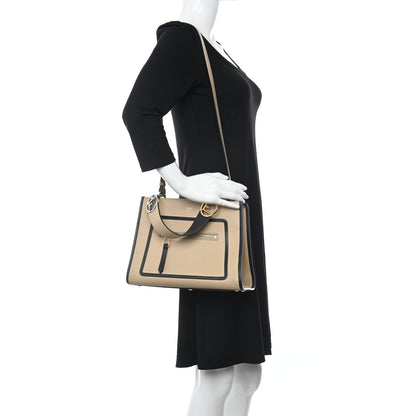 Fendi Vitello F is Fendi Bi-Color Small Runaway Satchel Sand Black 2 of 10