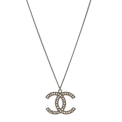 Chanel Crystal Large CC Necklace Silver 1 of 4