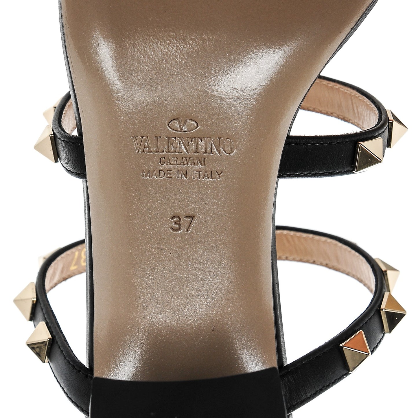 Calfskin Rockstud 60mm Caged Slide Sandals 37 Black
