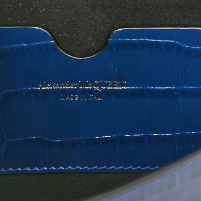 Alexander McQueen Calfskin Crocodile Embossed Skull Mini Crossbody Bag Deep Lapis Blue 6 of 11