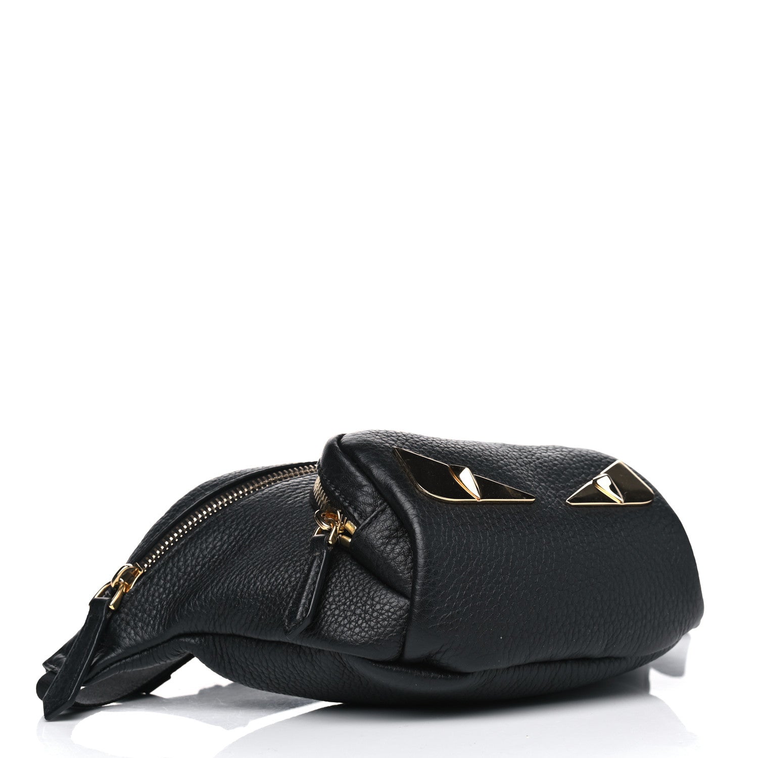 Fendi Cuoio Romano Metal Bug Eyes Pocket Belt Bag Black 3 of 4